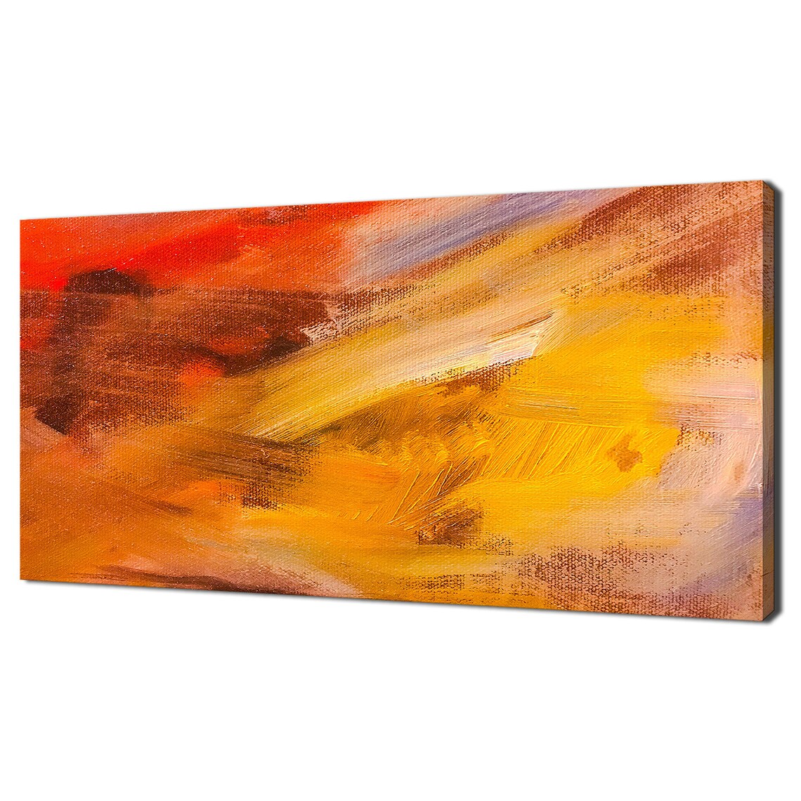 Warm Yellow Red Abstract Acrylic Brushstroke Modern Art Poster
