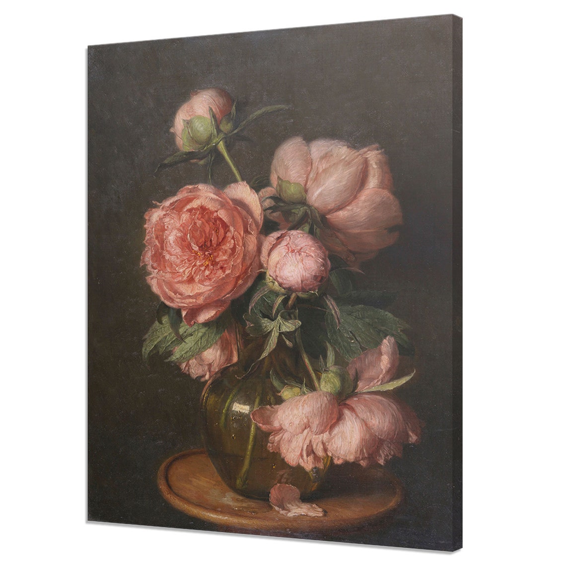 Bouquet Of Pink Peony Flowers In A Vase Victorian Flowers Fine Art Vintage Oil Painting Print Antique Botanical Art