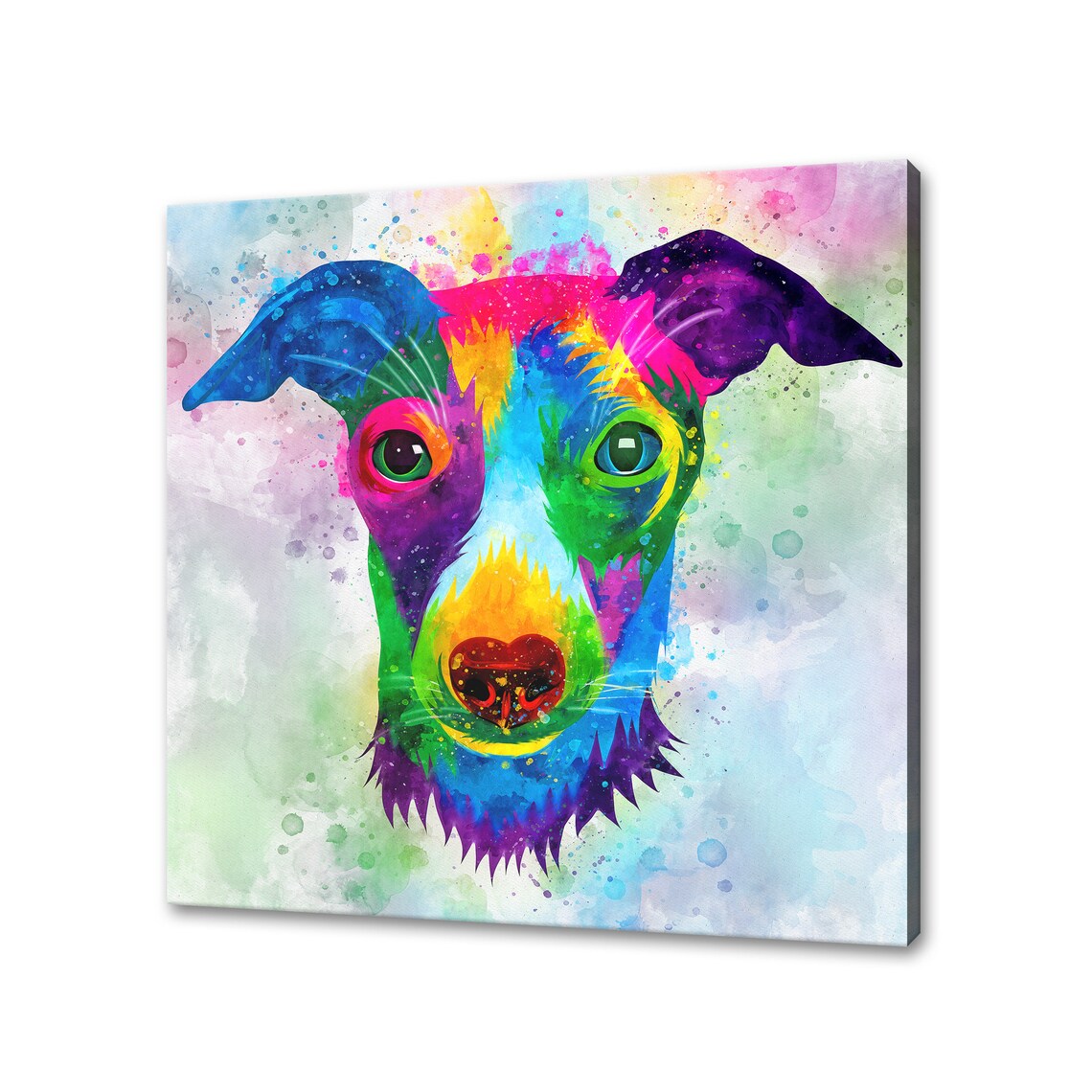 Jack Russell Terrier Rainbow Watercolour Portrait Head Dog Poster