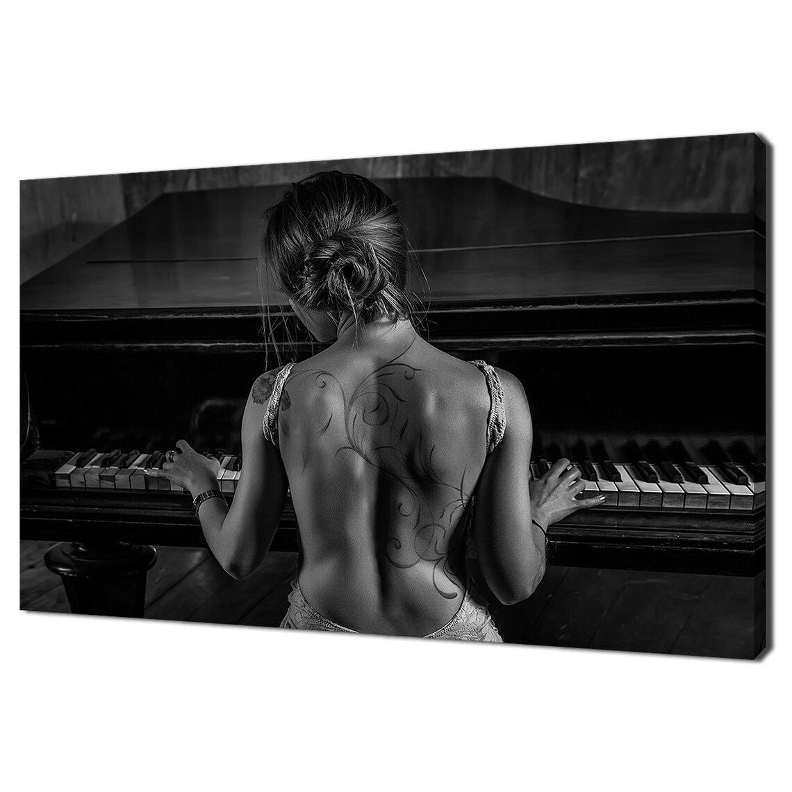 Woman Playing Piano, Erotic Modern Wall Art Print