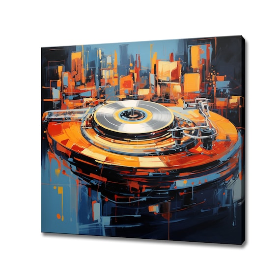 Vinyl Record Turntable DJ Colorful Abstract Music Painting Poster