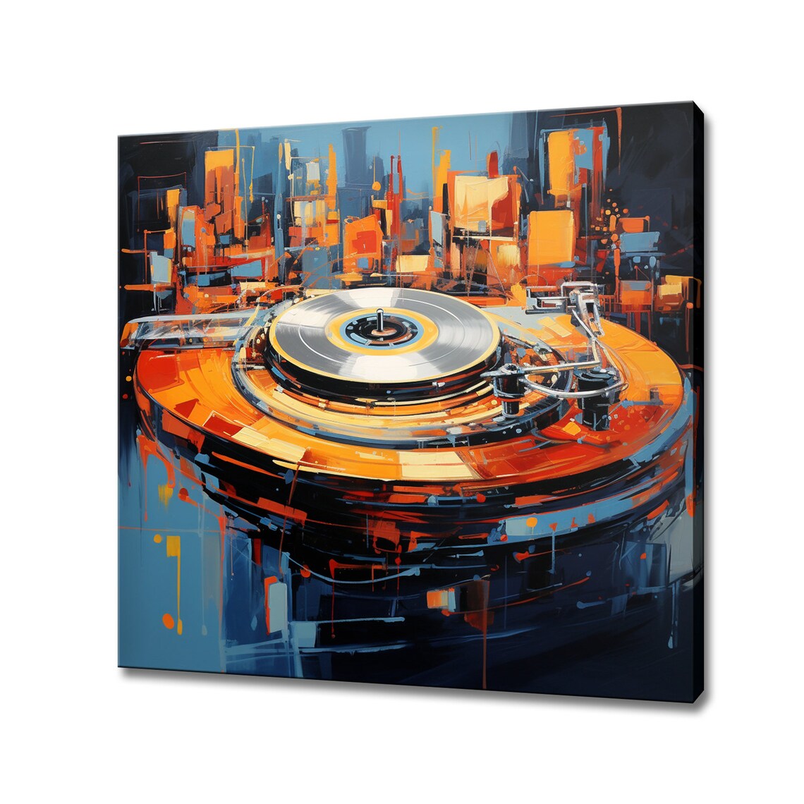 Vinyl Record Turntable DJ Colorful Abstract Music Painting Poster
