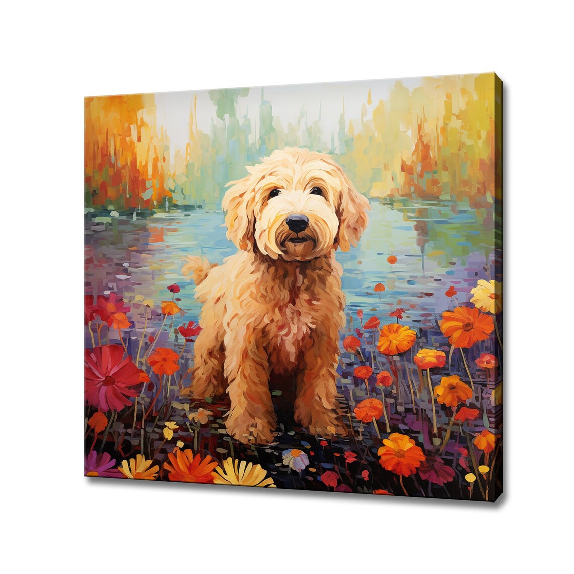 Goldendoodle By The River, Dog Portrait Art Print