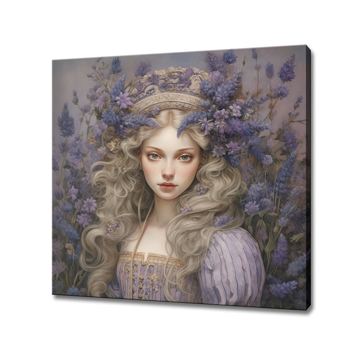 Girl With Lilac Flowers Vintage Portrait Lavender Crown Beauty Poster