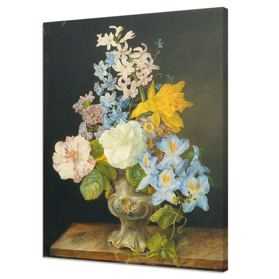 A Still Life Of Flowers In A Vase Victorian Bouquet Of Flowers Fine Art Print Vintage Oil Painting Print Antique Fine Art