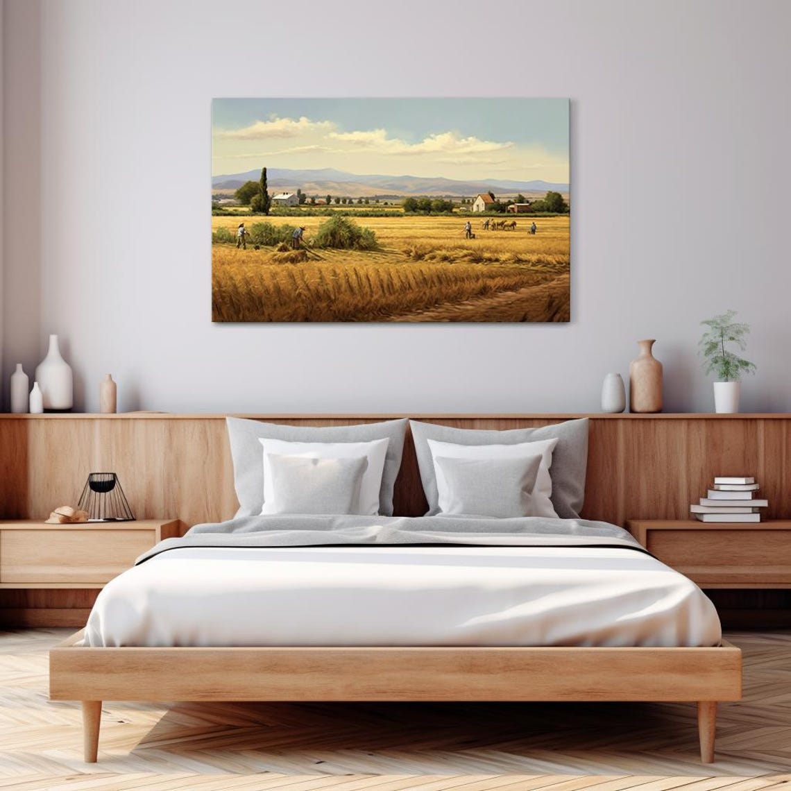 Day On The Farm In Autumn Countryside Vintage Painting Style Print Farmhouse Decor Art Nature Picture Wall Hanging Fine Art Print - Image 3