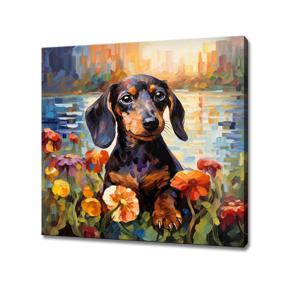 Cute Dachshund Dog Animal Print Gift For Dachshund Dog Lover Colourful Dog Portrait Painting Print Dachshund Dog Wall Art