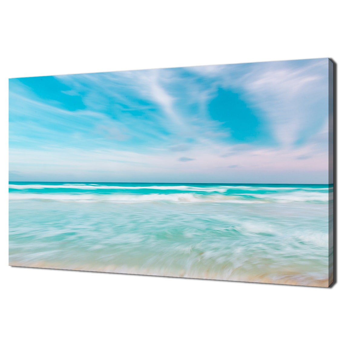Turquoise Ocean Waves Motion Abstract Beach Seascape Photo Poster
