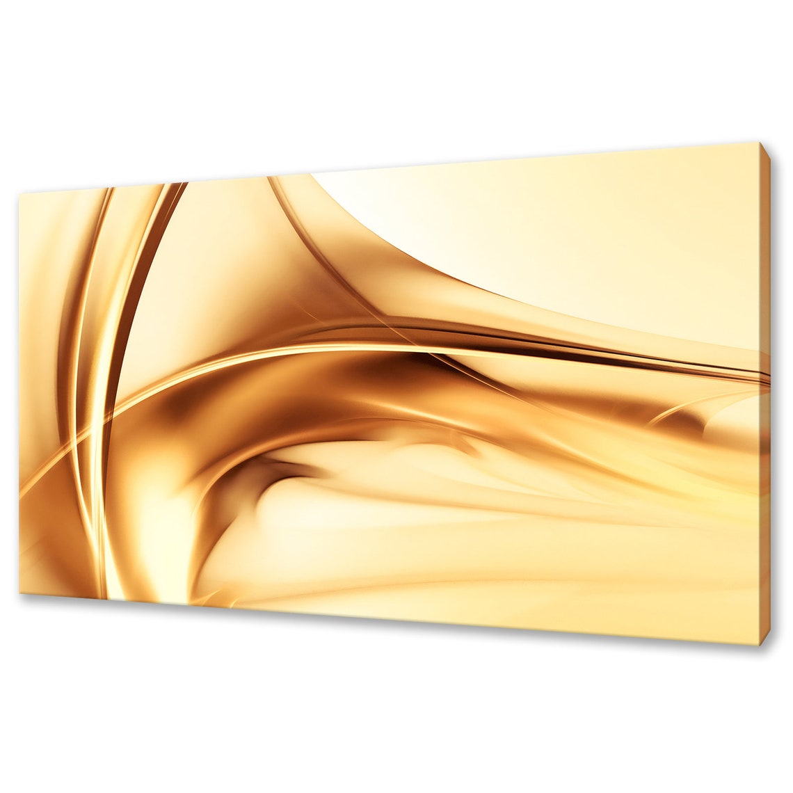 Luxurious Abstract Flowing Gold Swirls On Cream Wall Art Print