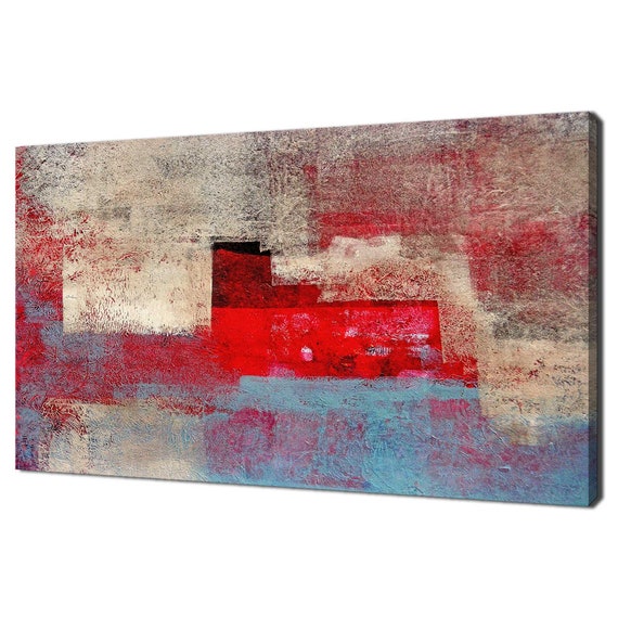 Abstract Beige Red Blue Painting Style Modern Design Home Decor Print Wall Art Picture