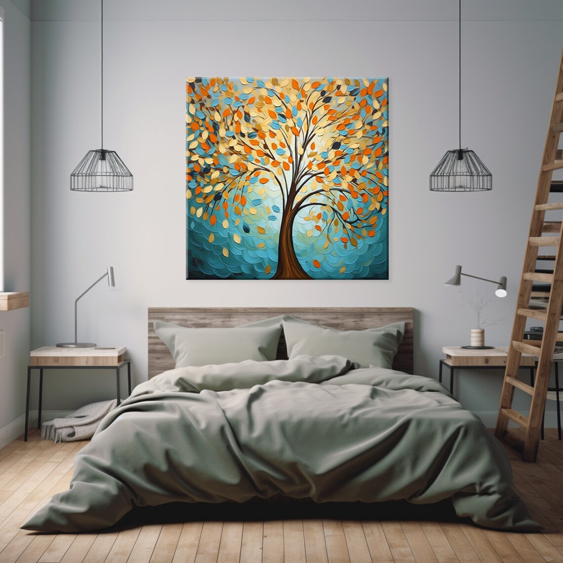 Abstract Tree Oil-Painting-Style Art Print, Modern - Image 2