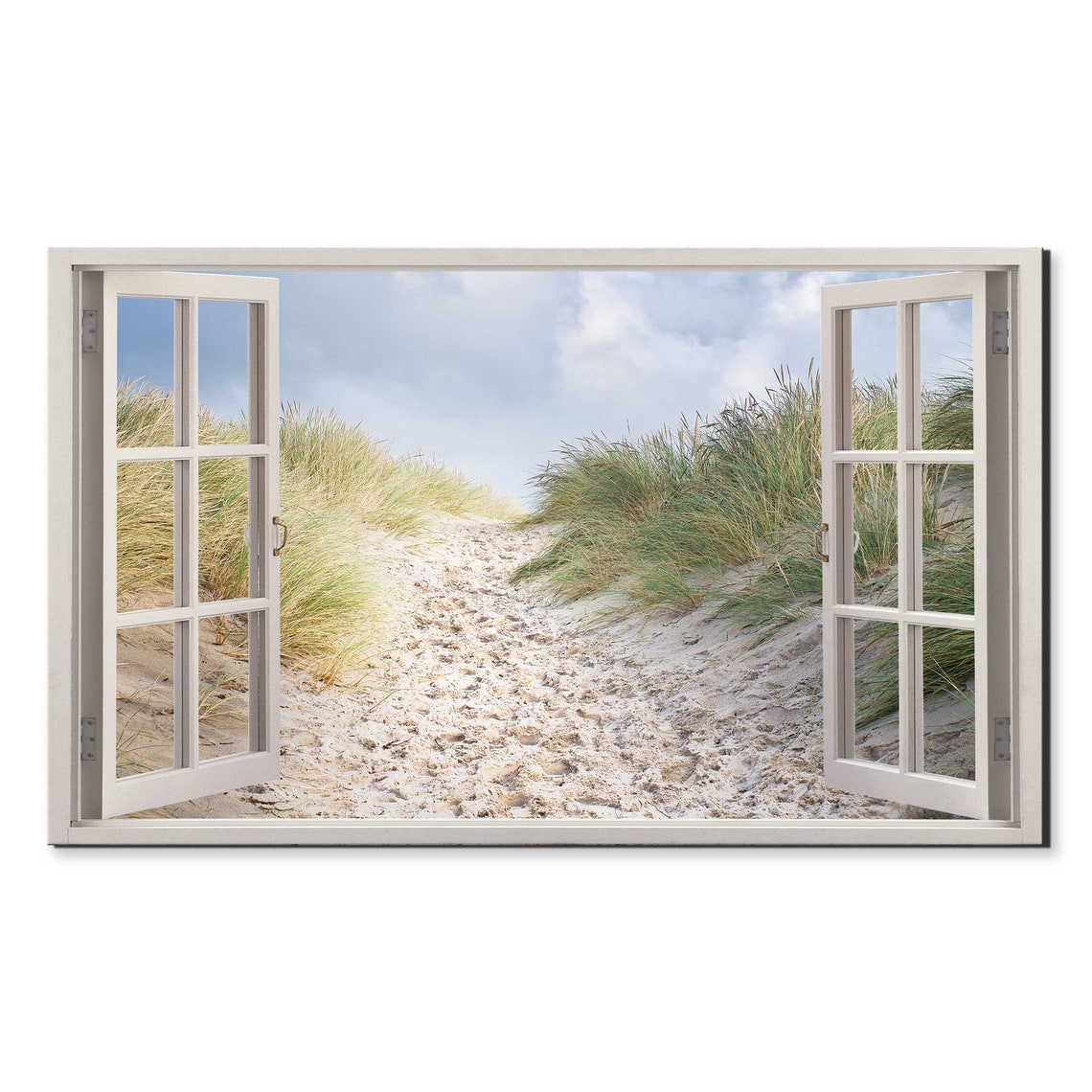 Beach Sand Dunes Path Open Window Frame Illusion View Travel Poster