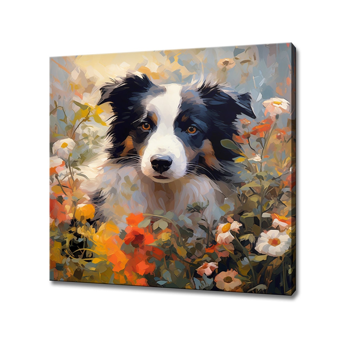 Border Collie Dog Animal Print Gift For Border Collie Dog Lover Colourful Dog Portrait Painting Print Dog Pet Wall Art