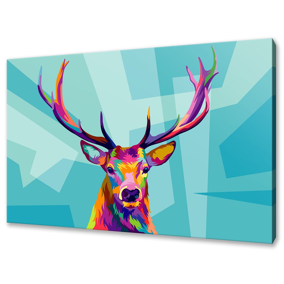 Abstract Colourful Deer Stag Wall Art Print