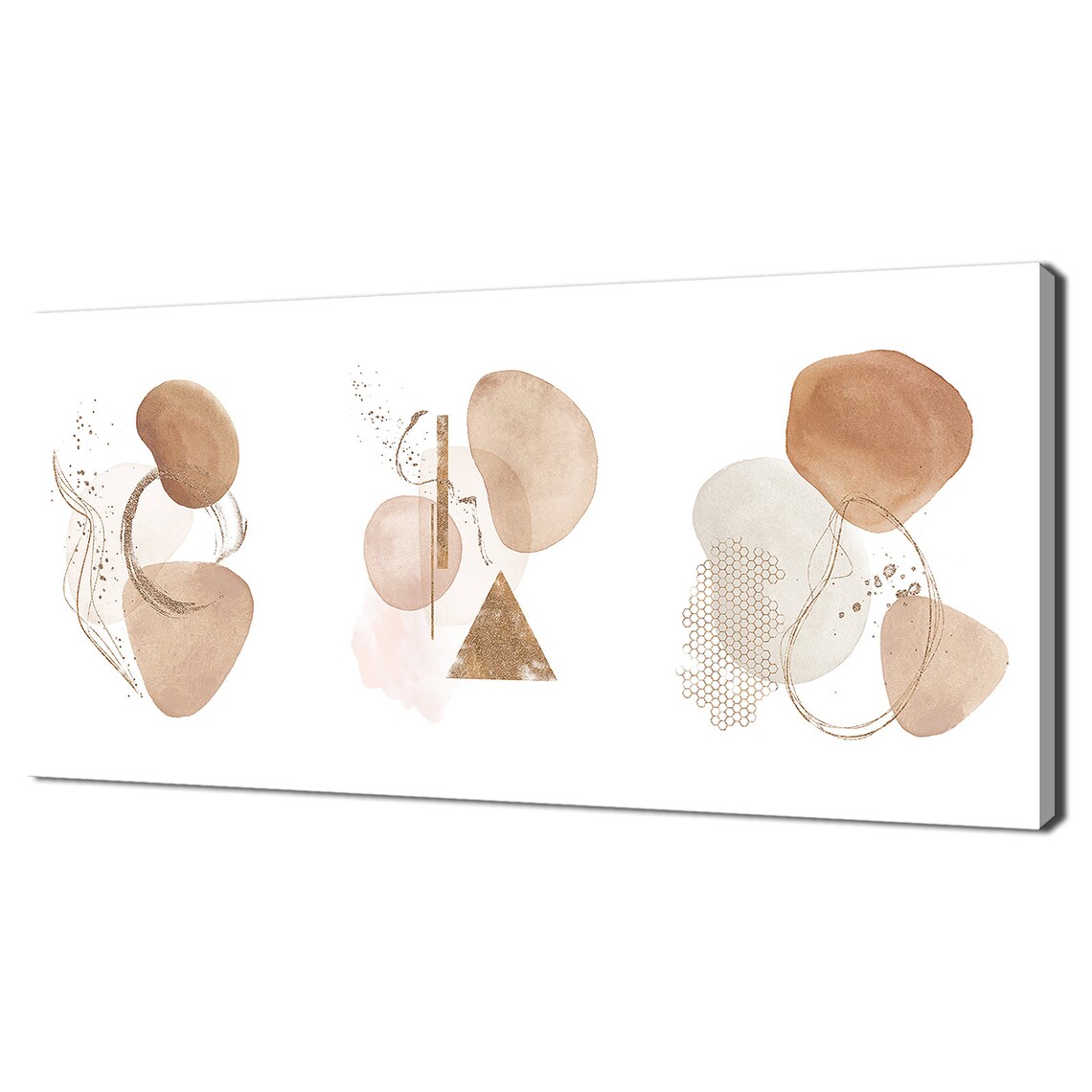 Beige Gold Abstract Watercolor Shapes Minimalist Wall Art Print