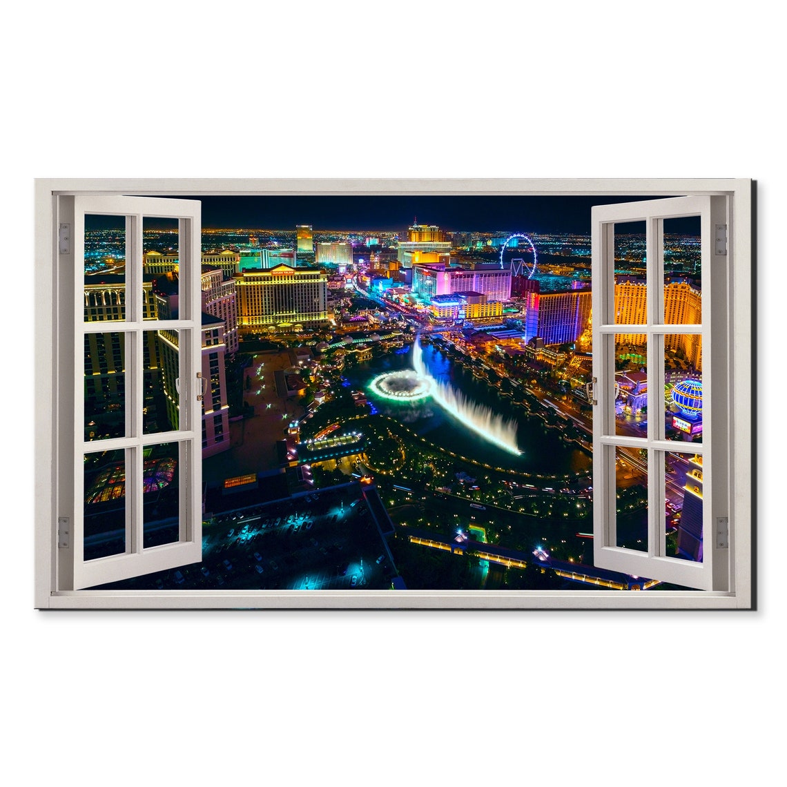 Las Vegas Strip At Night Through Open Window City Lights Wall Poster