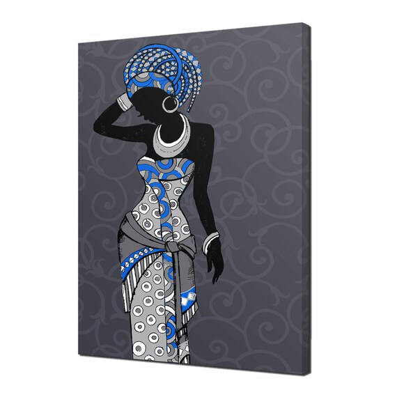 Beautiful African Woman Traditional Outfit Many Colours Modern Design Home Decor Print Wall Art Picture