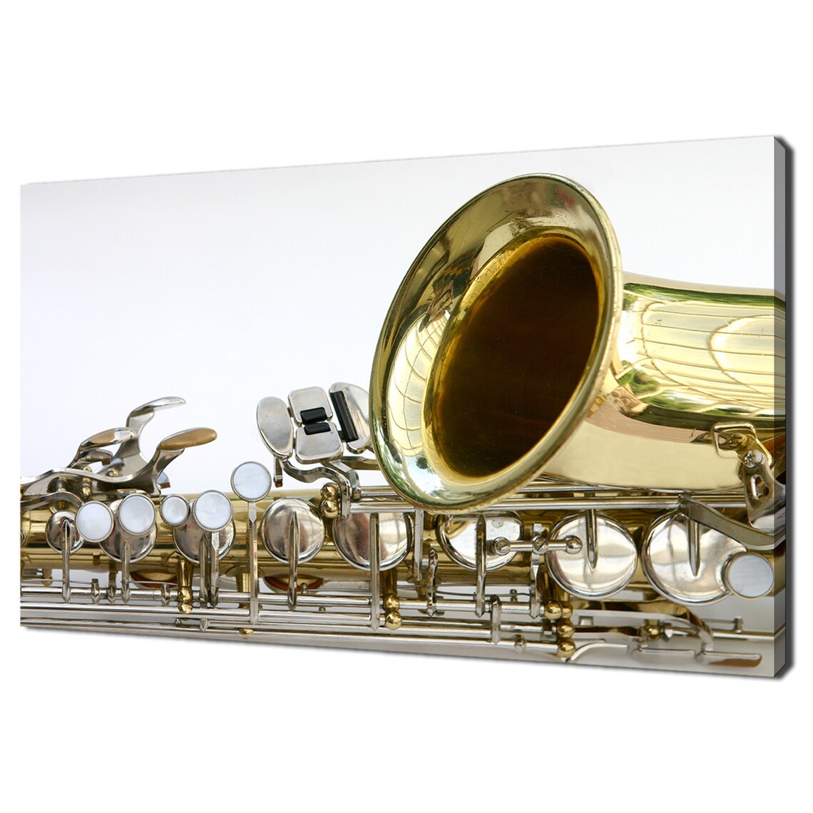 Golden Saxophone Bell And Shiny Keys Close Up Music Instrument Wall Art