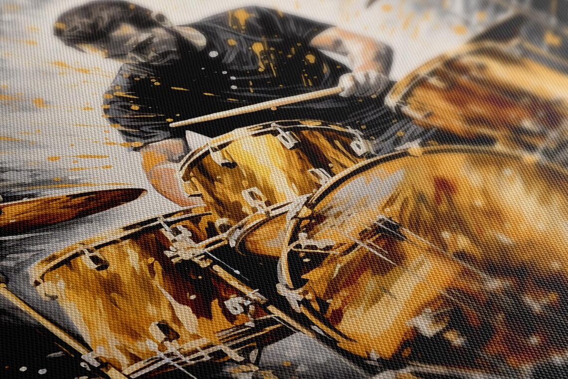 Golden Drummer Live Performance Black And Gold Splash Music Poster - Image 3