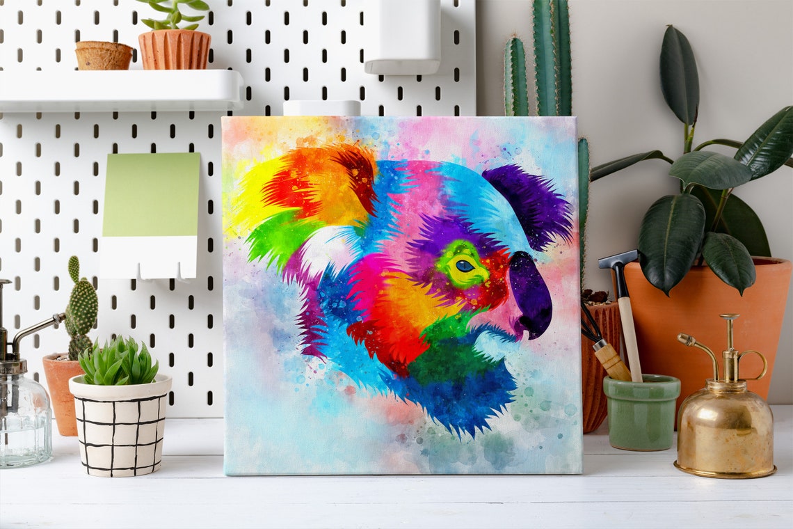 Koala Rainbow Watercolor Abstract Head Profile Splash Poster - Image 2