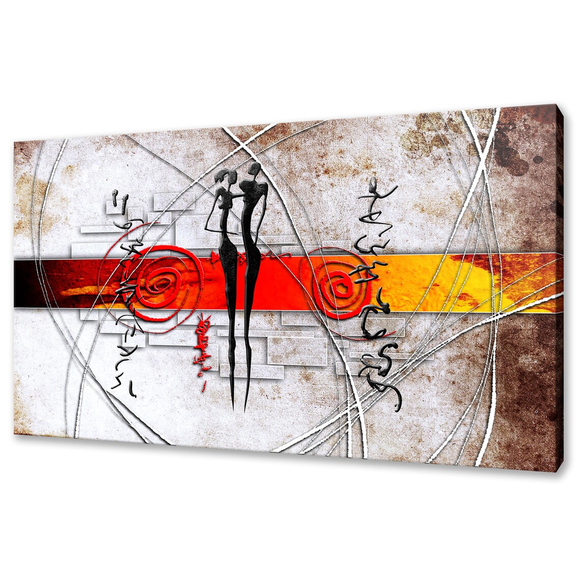Retro Abstract African Couple Silhouette Modern Wall Art Print