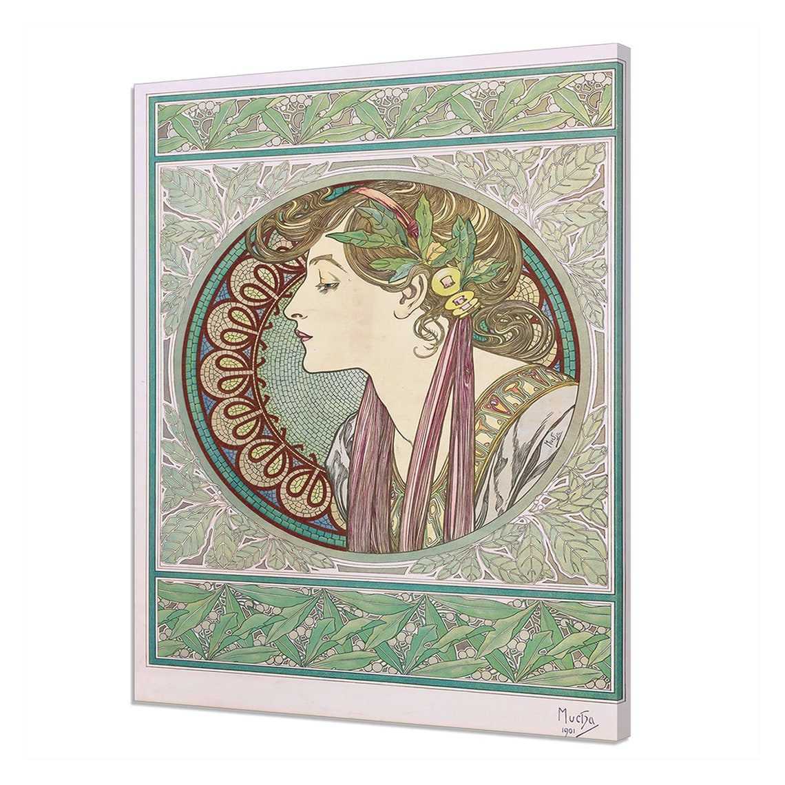 Alphonse Mucha Laurel 1901 Art Nouveau Woman Profile Portrait Poster