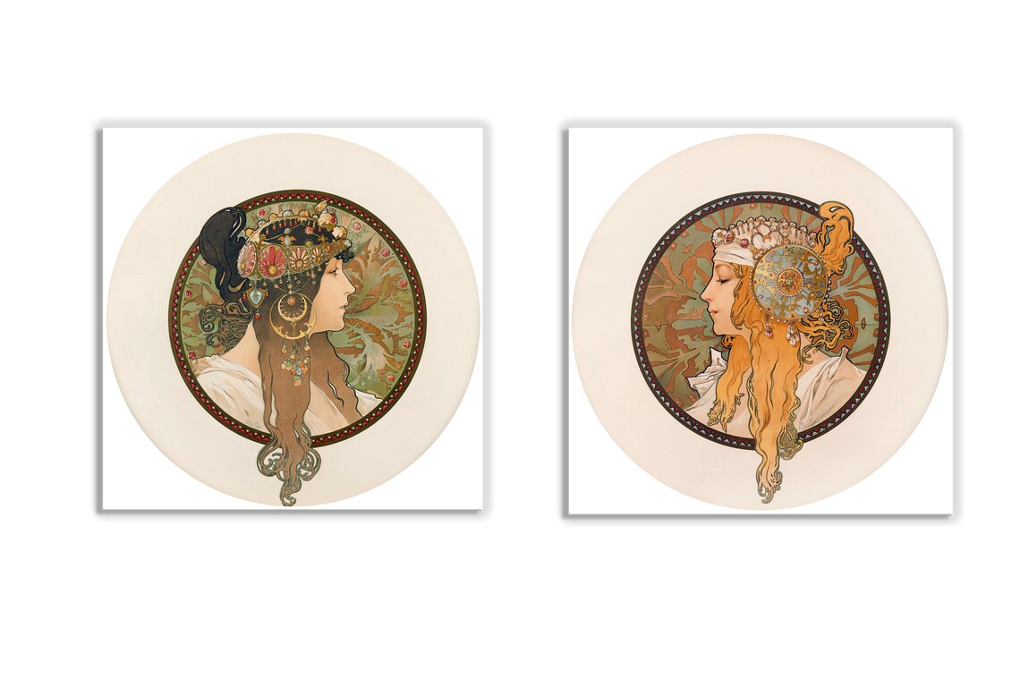 Alphonse Mucha Tetes Byzantines, Art Nouveau Print