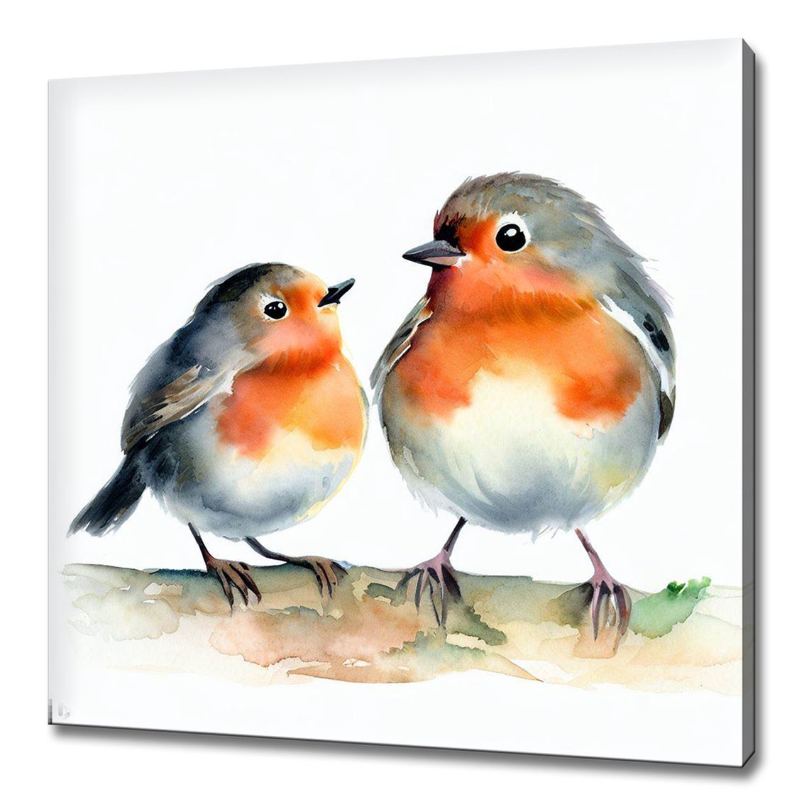 Cute Watercolor Birds Owls Bats 9 Panel Kids Nursery Decor Wall Art - Image 2