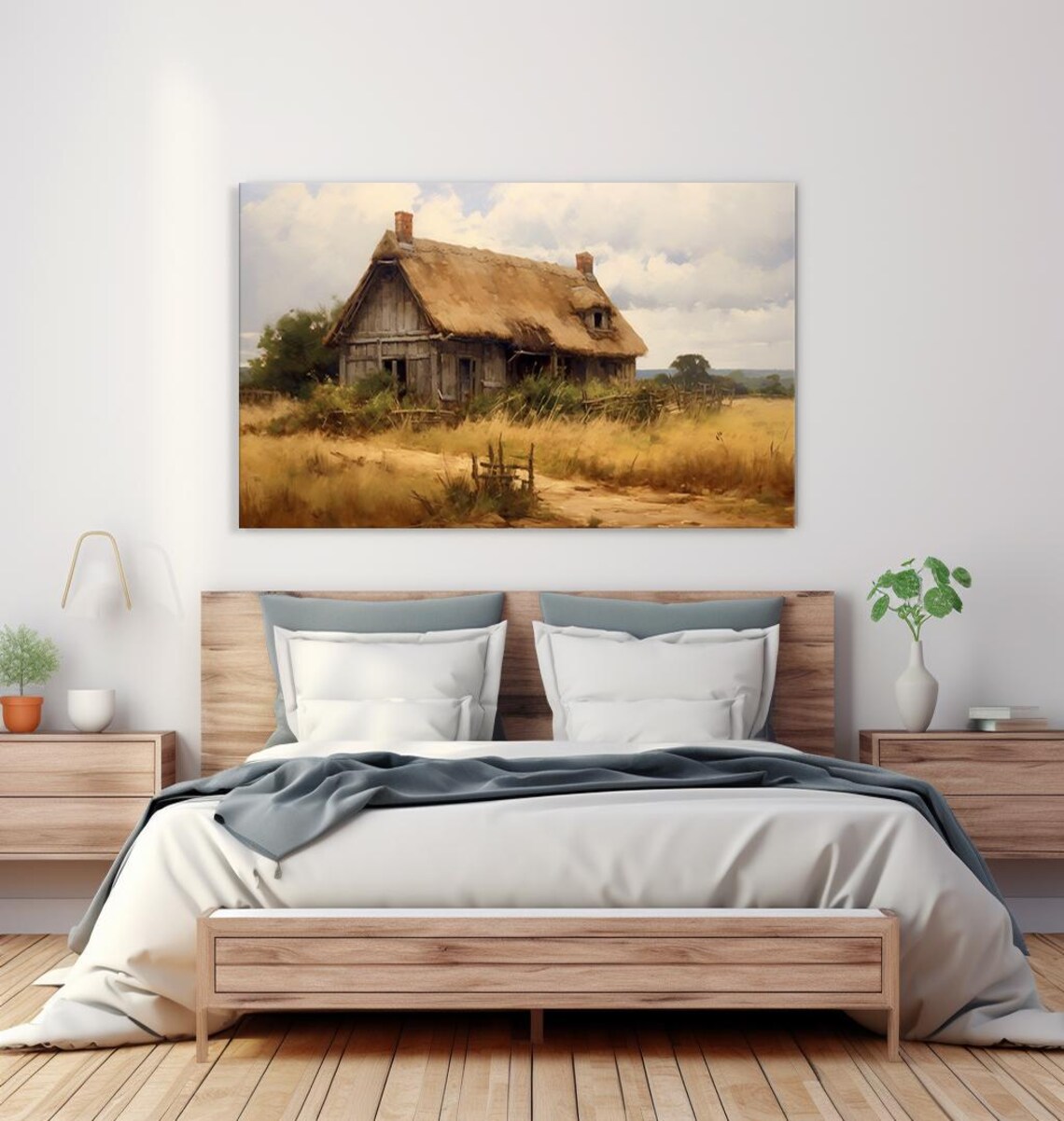 Vintage Cottage House Countryside Painting Style Print Farmhouse Decor Art Nature Picture Wall Hanging Fine Art Print - Image 4