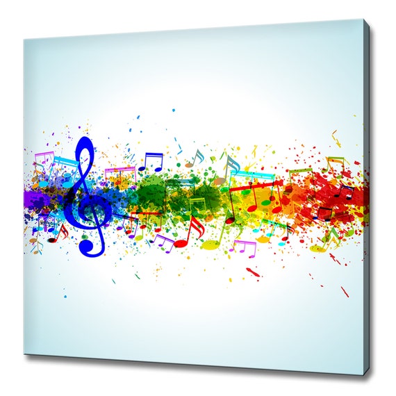 Rainbow Colourful Music Notes Paint Splashes Modern Design Home Decor Print Wall Art Picture Wall Hanging