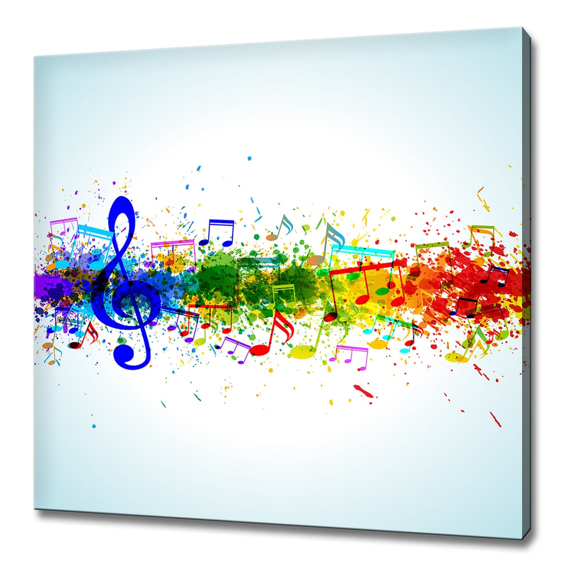 Rainbow Colourful Music Notes Paint Splashes Modern Design Home Decor Print Wall Art Picture Wall Hanging