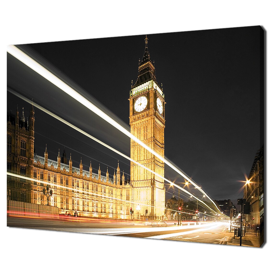 Big Ben Houses Of Parliament London Night Light Trails Photo Poster