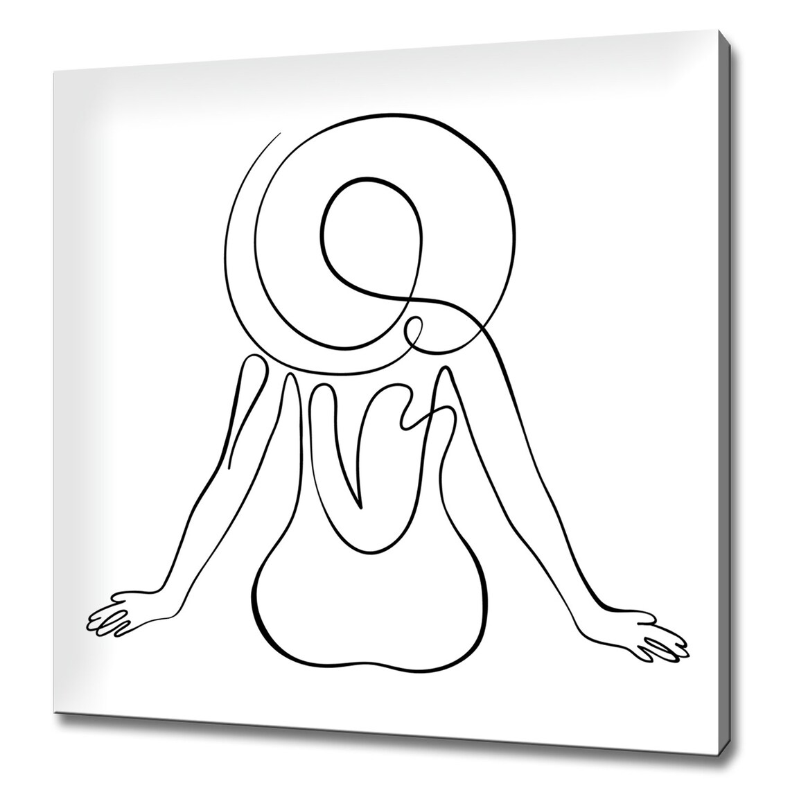 Woman In Hat One Line Drawing Beach Minimalist Female Silhouette Print