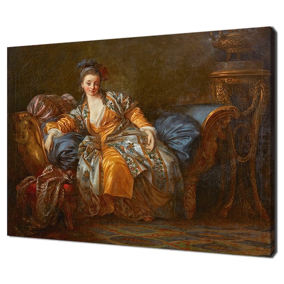 Woman On A Divan 1772 Rococo Portrait Golden Gown Elegant Classic Poster