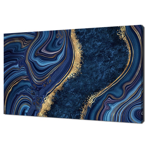 Blue Marble Agate Granite Minimalism Wall Art Print