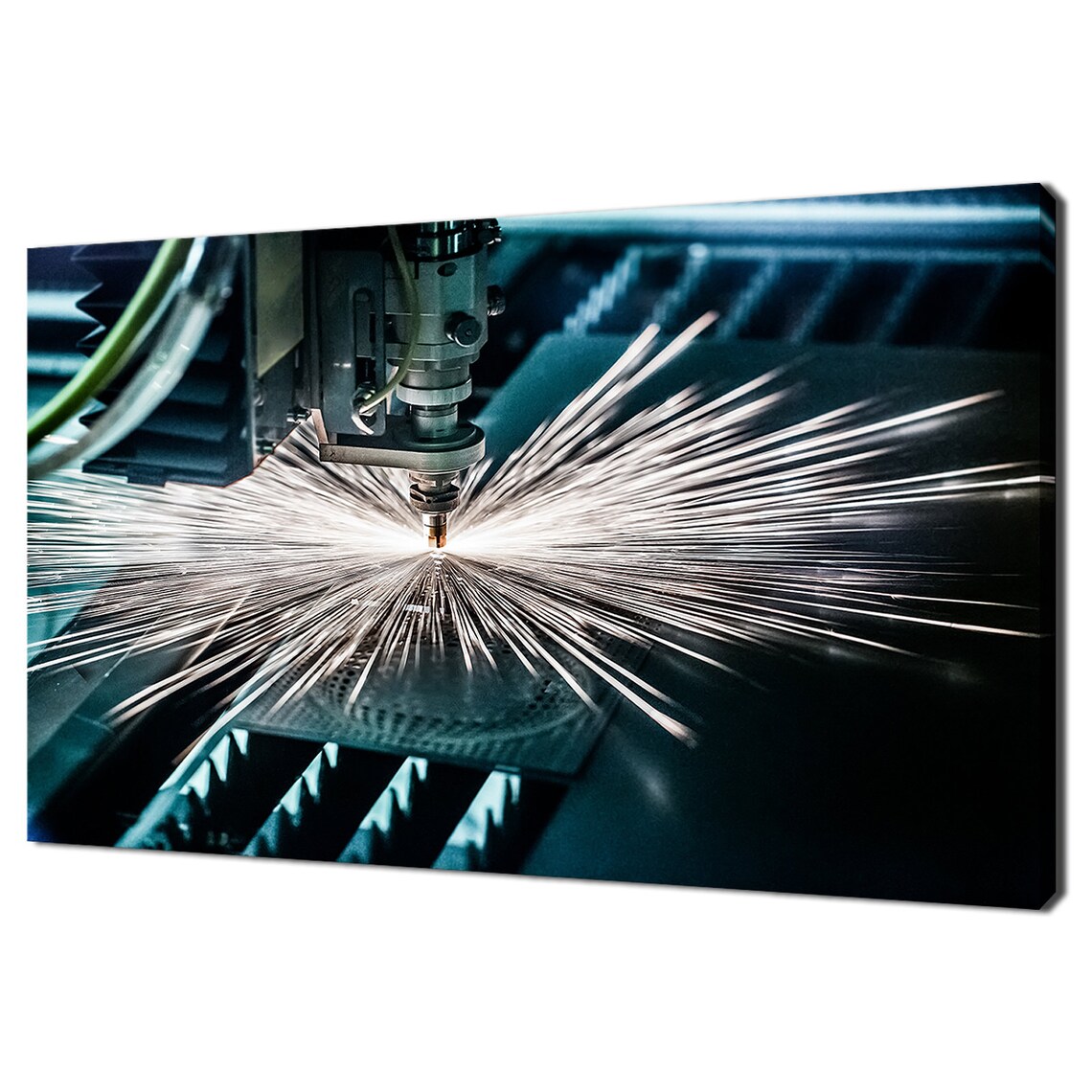 CNC Laser Cutting Metal Flying Sparks Industrial Machine Photo Poster
