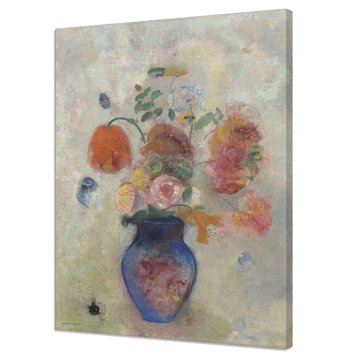 Odilon Redon Large Blue Vase Wildflowers Dreamy Symbolist Art Print