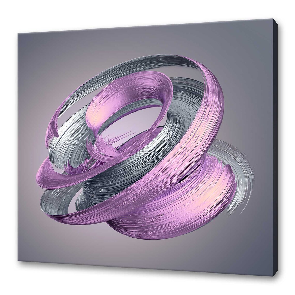 Chrome Metallic Brush Stroke, Silver Purple Art Print