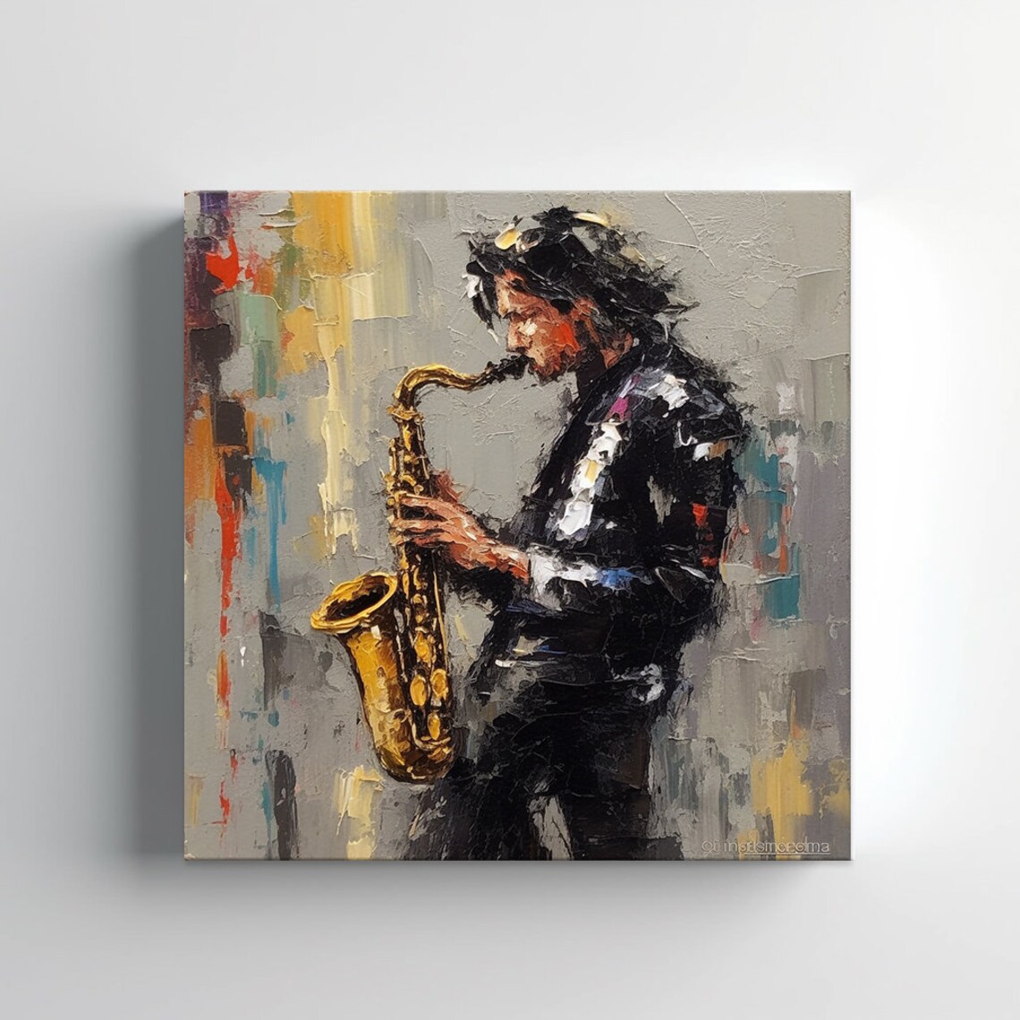 Jazz Saxophone Player Colorful Abstract Painting Musician Wall Art Print - Image 2