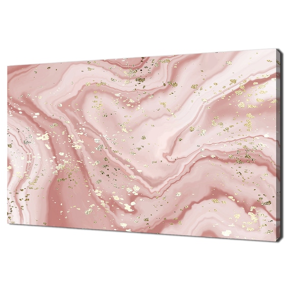 Coral Gold Liquid Marble Abstract Modern Art Print