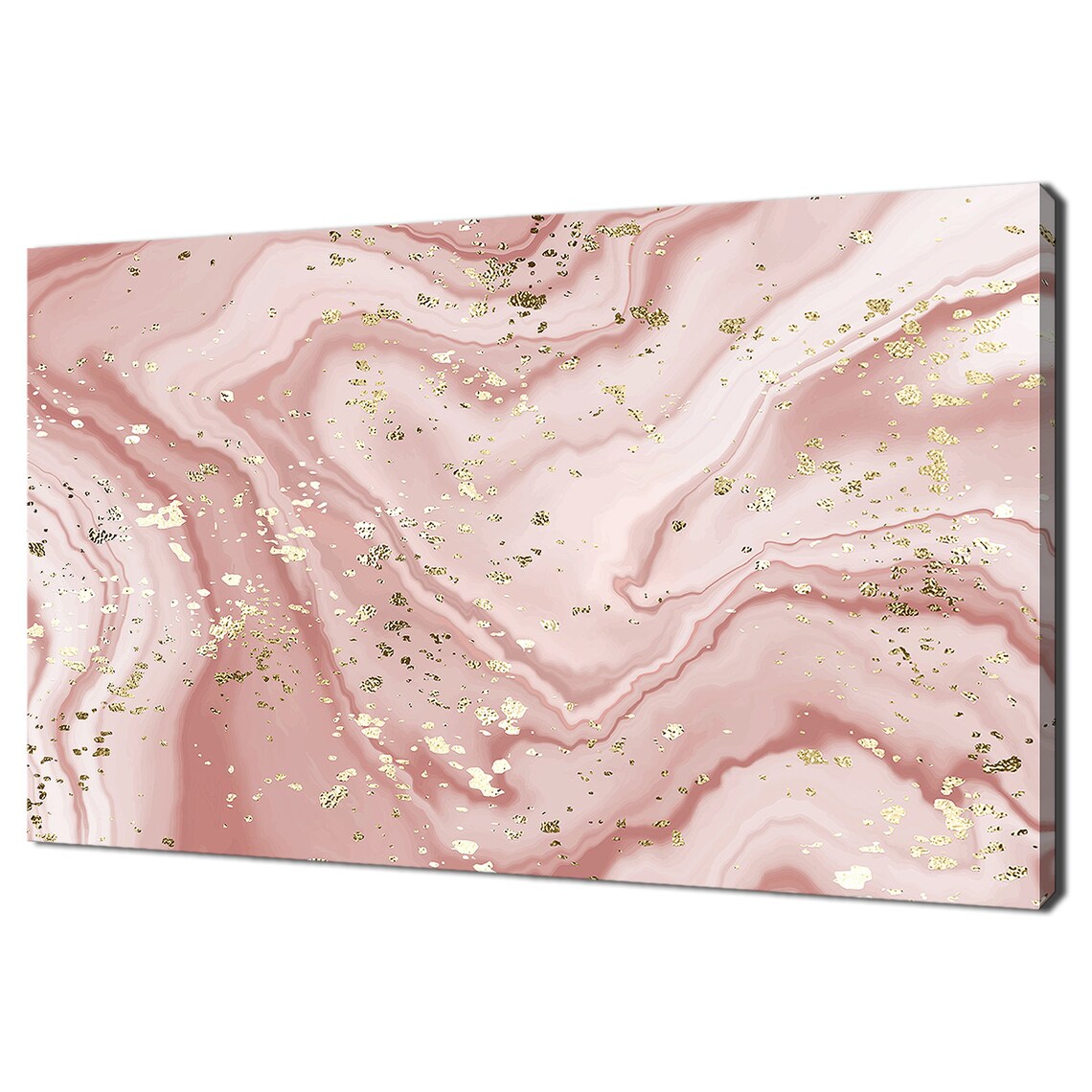 Coral Gold Liquid Marble Abstract Modern Art Print