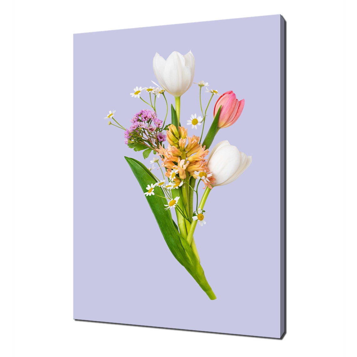 Spring Tulip And Daisy Bouquet Pastel Floral Wall Art Poster