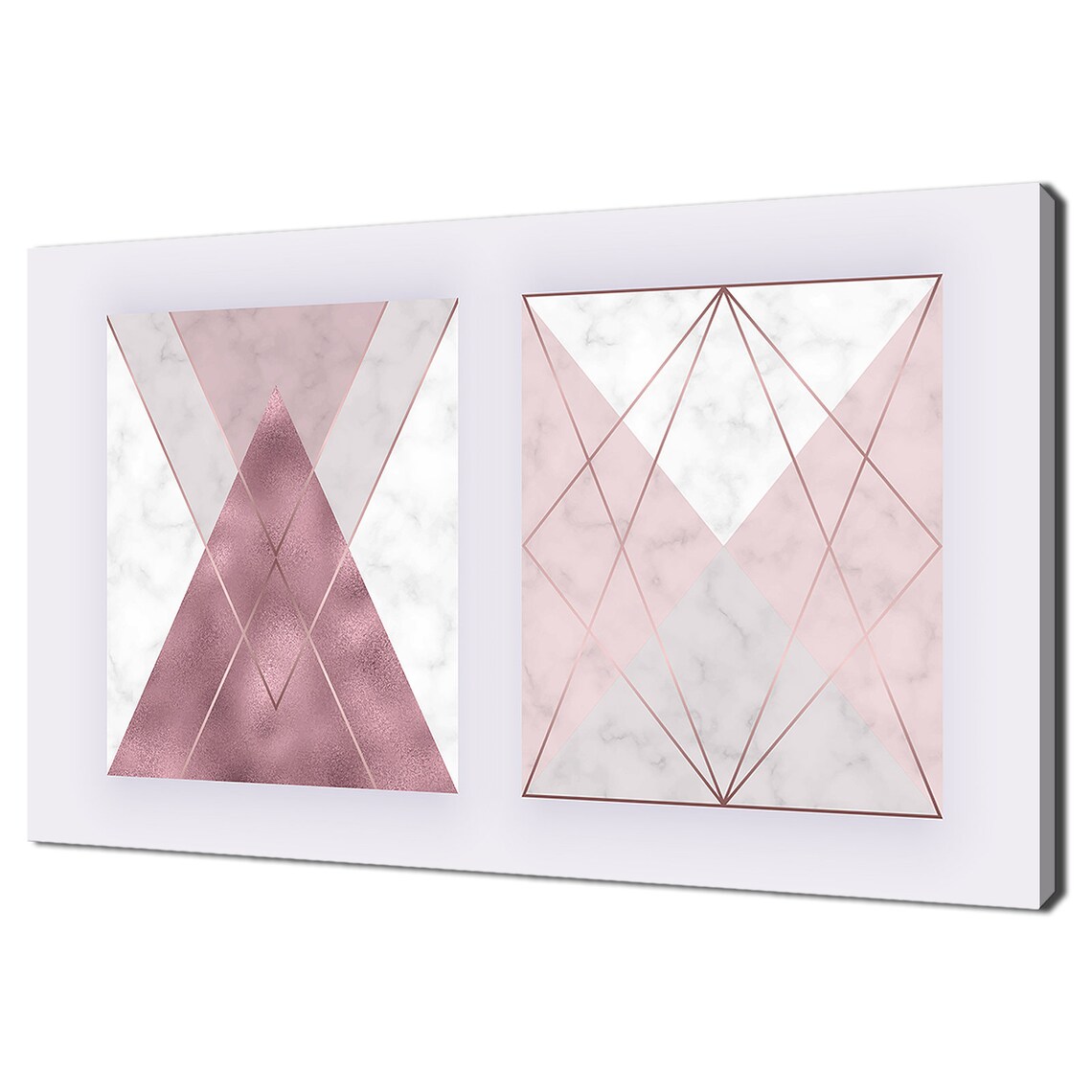 Pink Marbled Geometric Triangles Modern Design