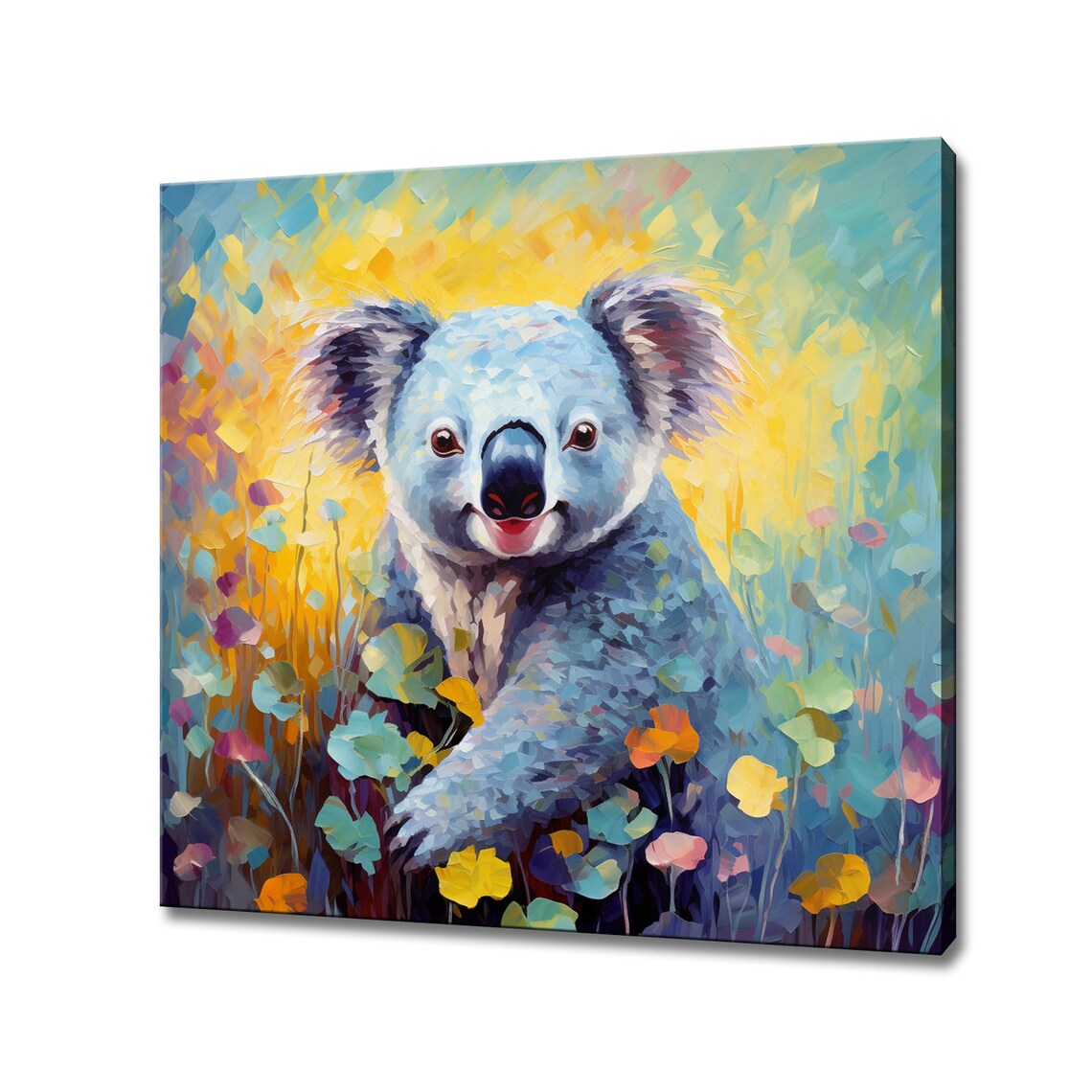 Happy Koala Colourful Wildflower Garden Impressionist Art Print