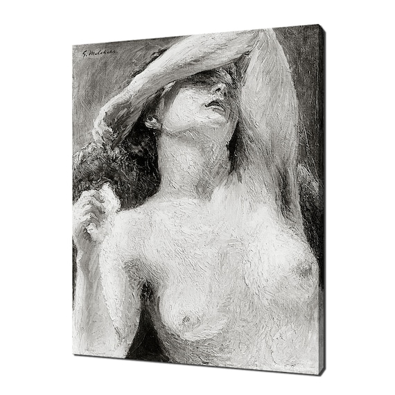 Gari Melchers Nude Woman Study Black White Vintage Figure Art Print