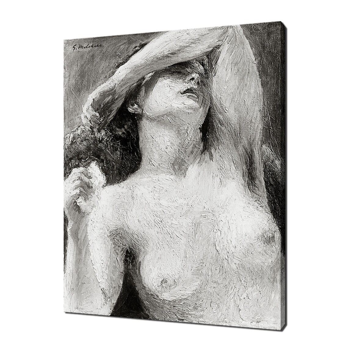 Gari Melchers Nude Woman Study Black White Vintage Figure Art Print