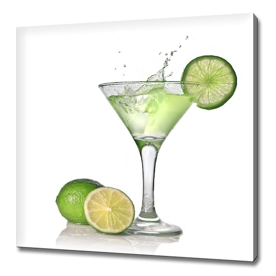 Green Lime Cocktail Martini Splash Fresh Citrus Bar Drink Photography Wall Poster