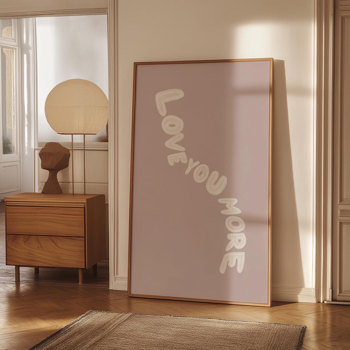 Love You More Wavy Text Minimalist Romantic Bedroom Wall Poster