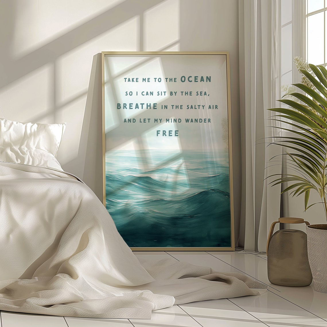 Take Me to the Ocean Breathe Salty Air Coastal Wave Decor Poster