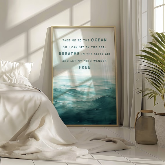 Take Me to the Ocean Breathe Salty Air Coastal Wave Decor Poster